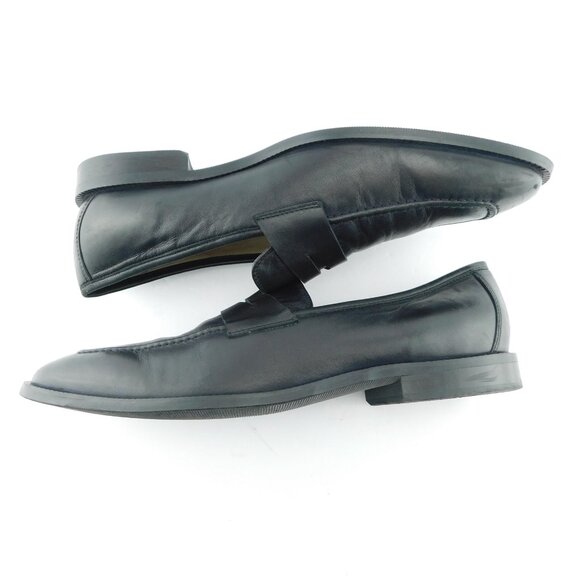 ROBERT ZUR Black Leather Slip-on Penny Loafers 12 main image 7